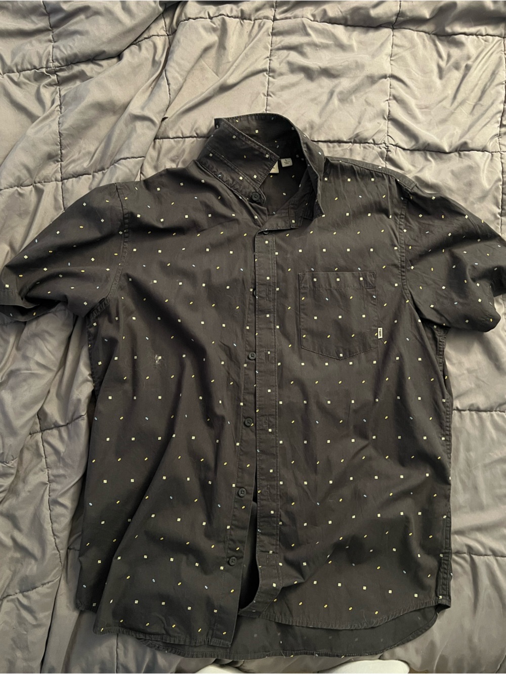 Men's Vans Black Micro-Print Button-Up Shirt